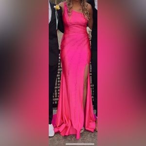 Pink One Shoulder prom dress